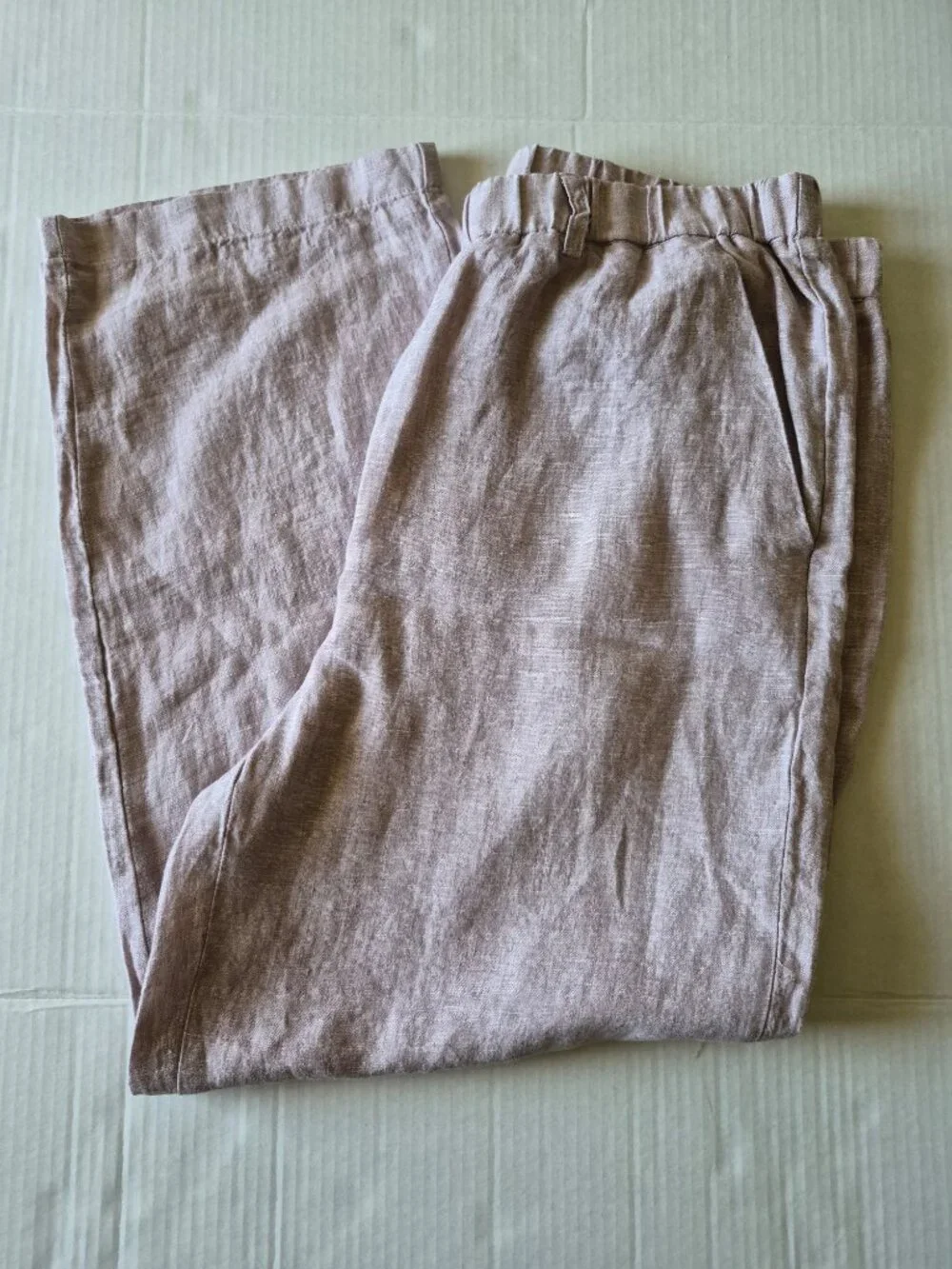 Quince 100% Linen Wide Leg Pants Vintage Pink Chambray Large